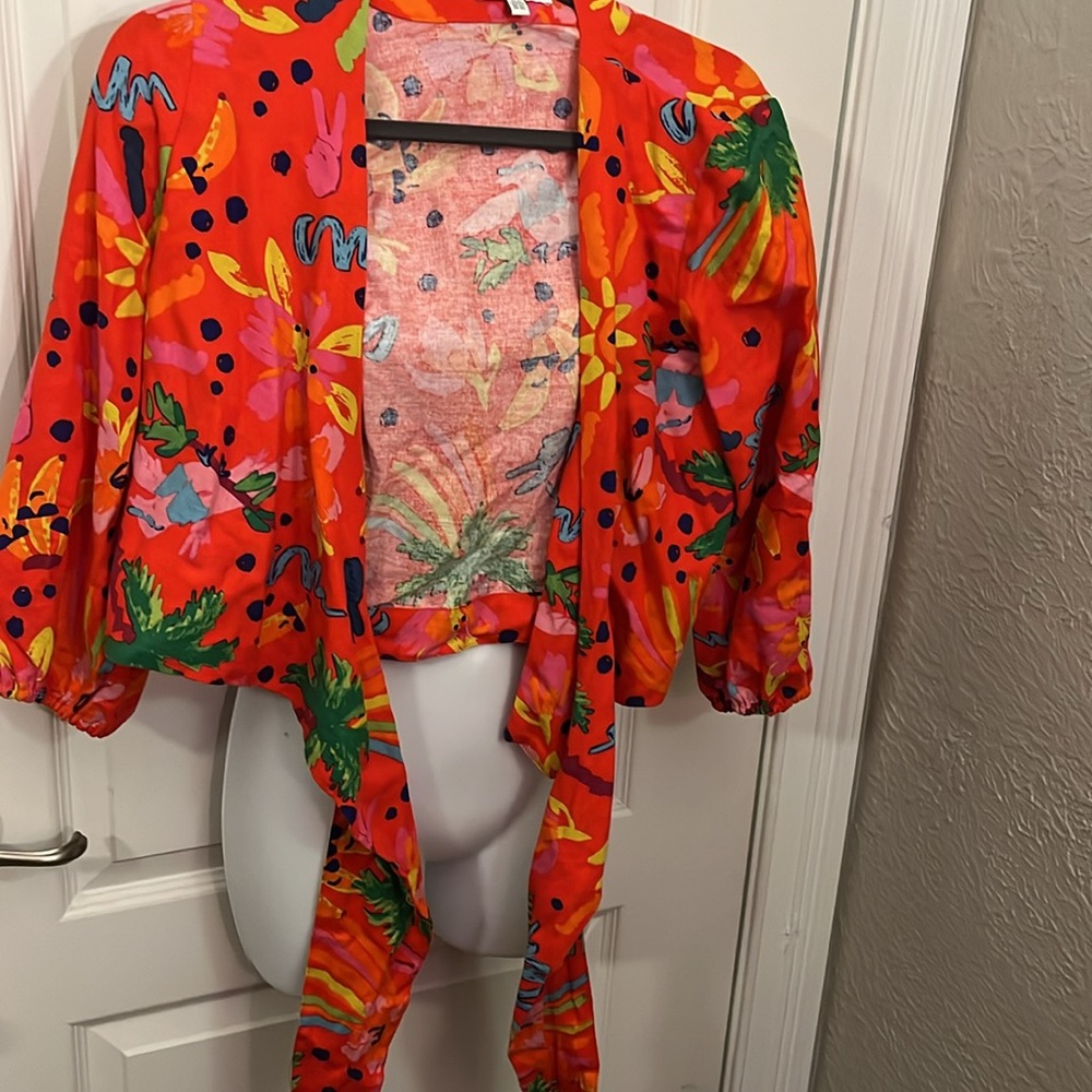 Maison d’Amelie Paris fun graphic tie midriff top size CVS